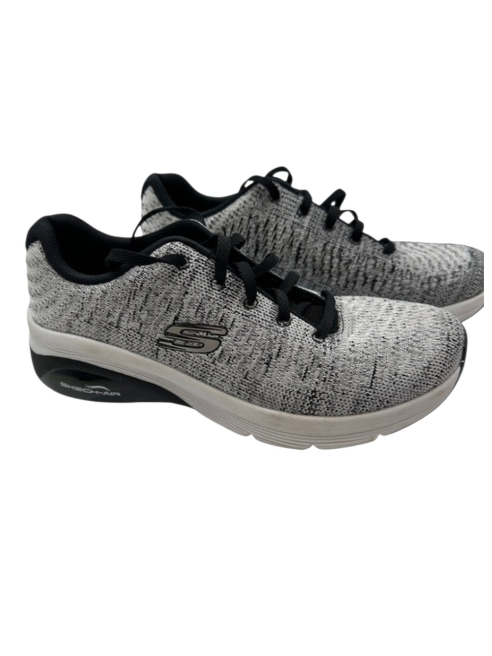 Skechers Black and Gray Knit Lace-Up Comfort Sneakers Size 7